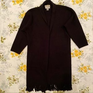 Side Effects Size M Black Fringe Long Sleeve Cardigan